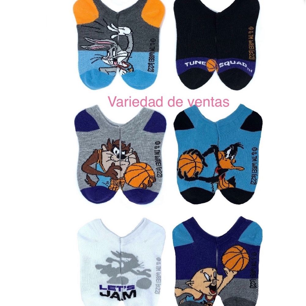 Space Jam, Boys No-Show Socks, 6-Pack, Size L(3-9)